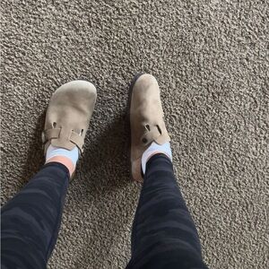 Betula Original Birkenstock Tan Suede Slip-On Clogs